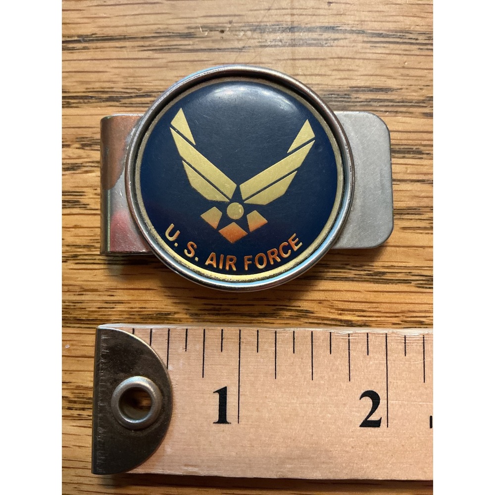 US Air Force Money Clip Stainless Steel Blue Gold Hap Arnold Wings Accessory